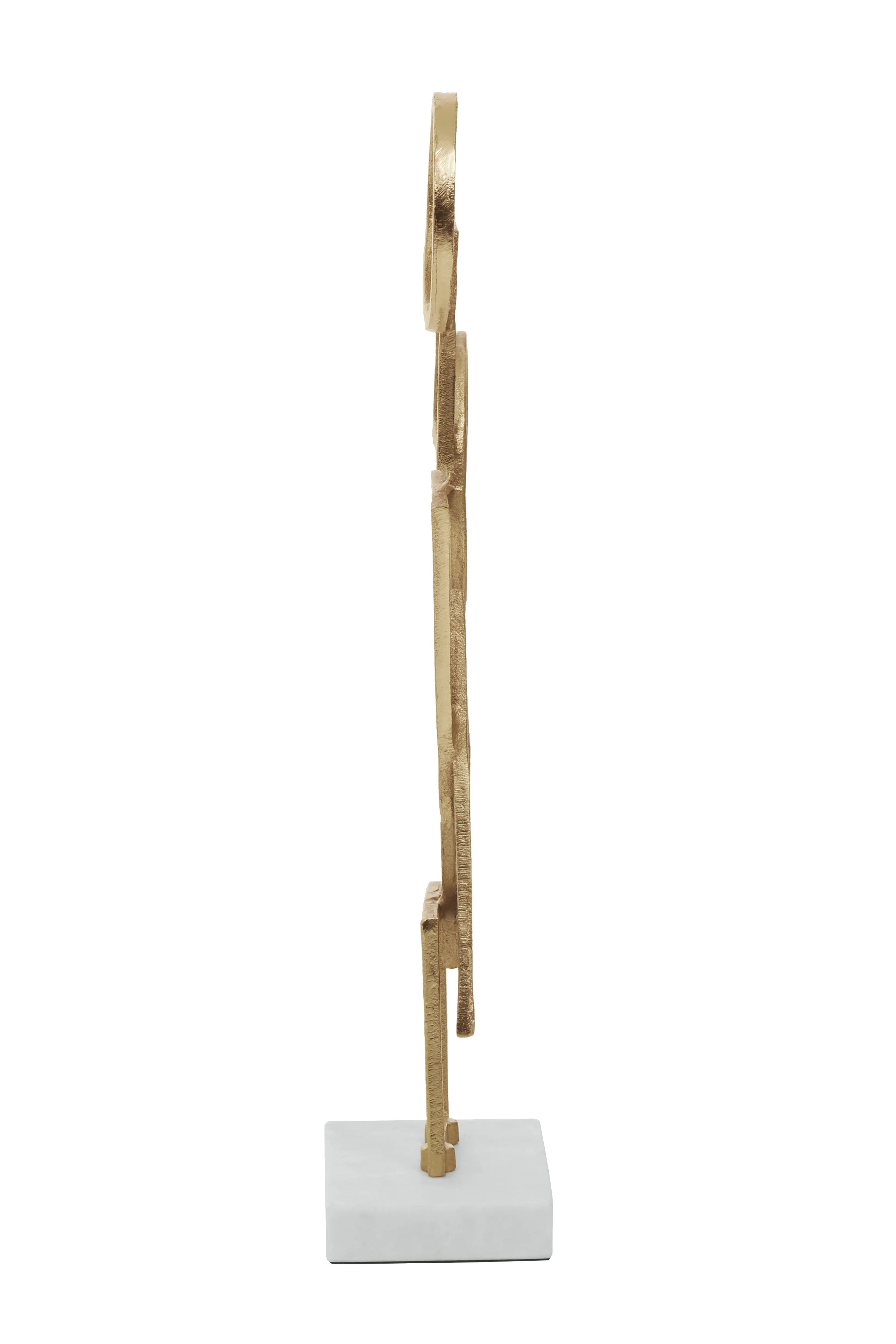 Rojas White Marble & Gold Abstract Shape Sculpture